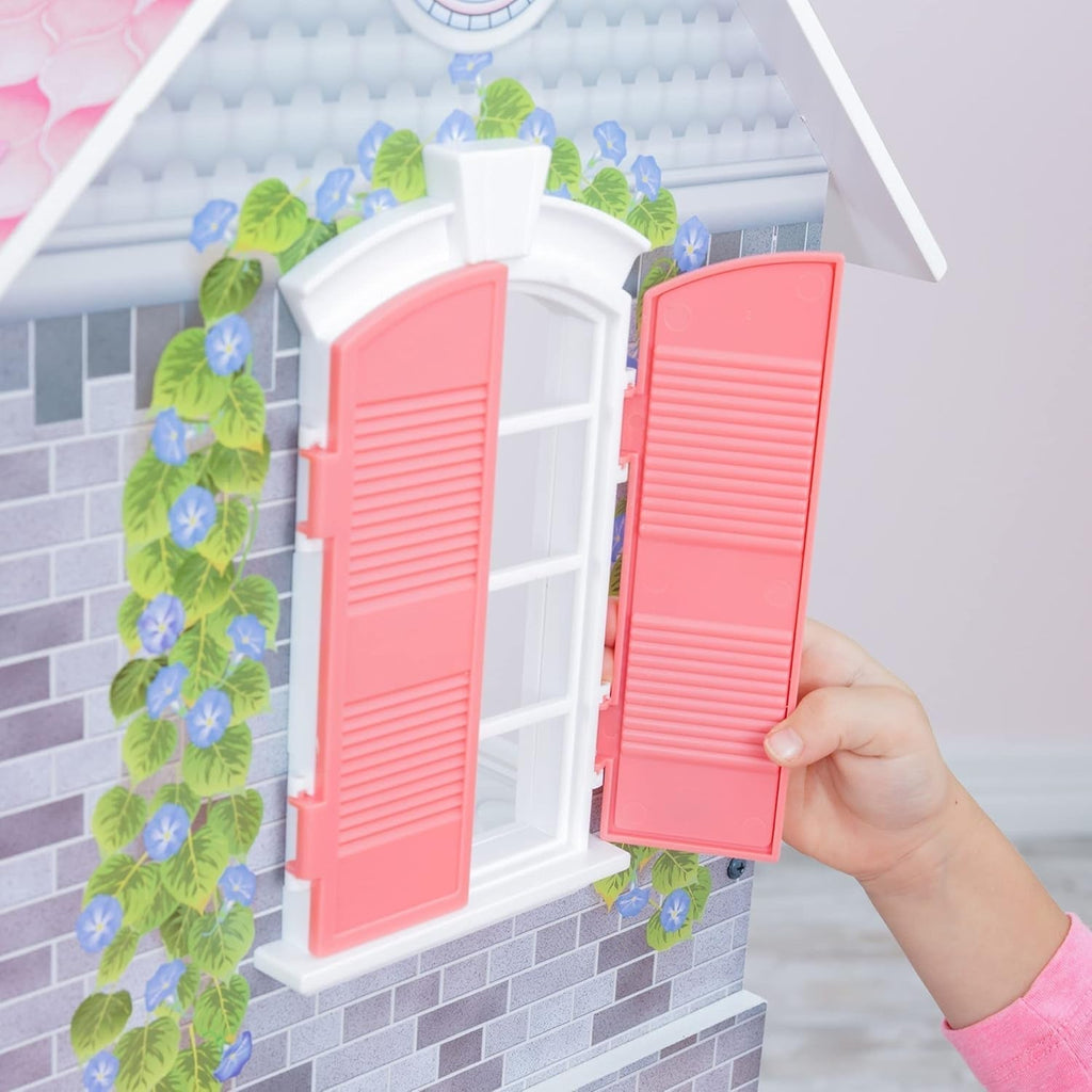 Casa de păpuși Kidkraft Magnolia Mansion din lemn cu mobilier și accesorii, set de joacă cu balcon și lift pentru păpuși de 30 cm, jucărie pentru copii de la 3 ani, 65907 Casute de papusi Naty Shop