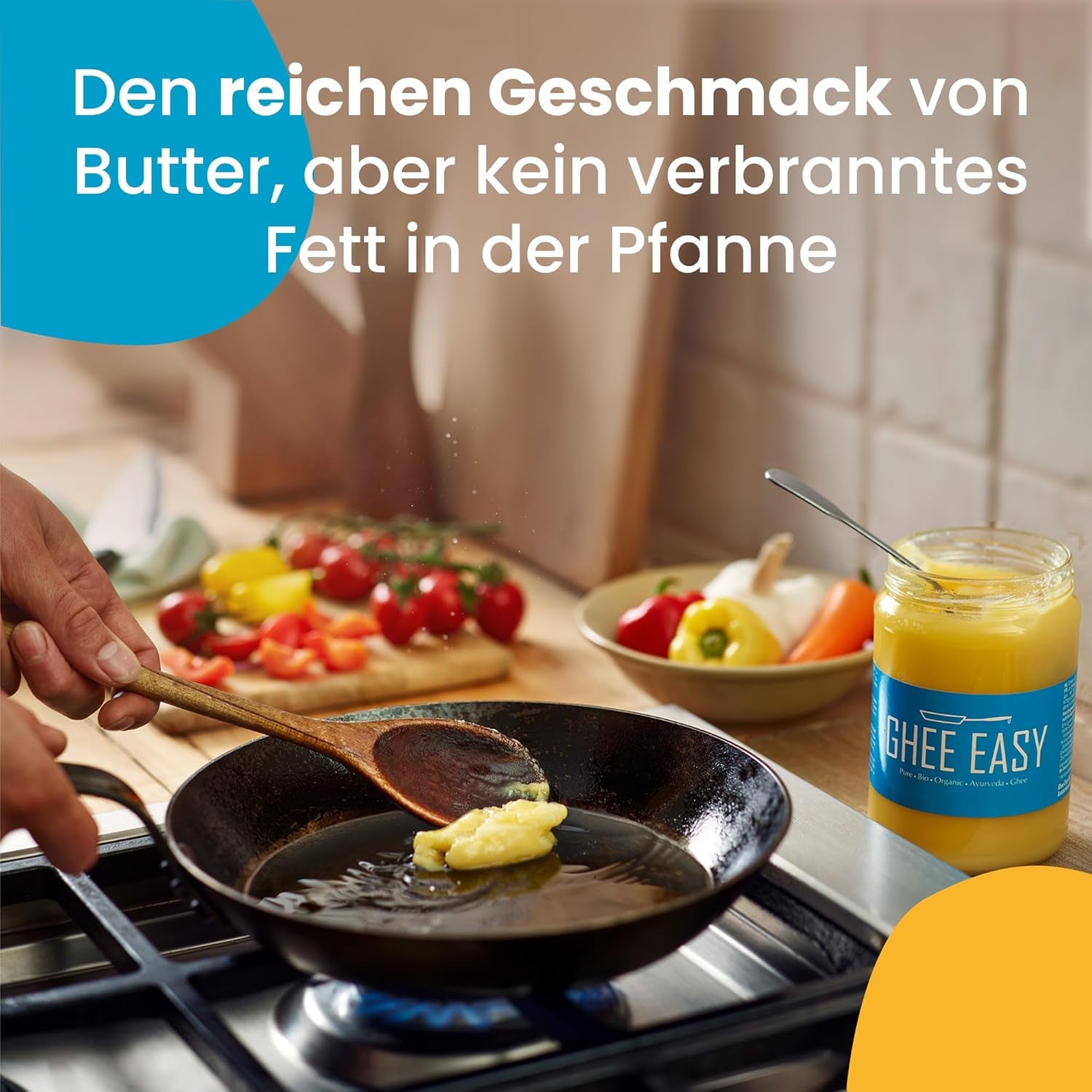 Ghee Easy 850g Ghee Bio von Grasgefütterten Kühen - Ghee Butter sans Zusatzstoffe - Certifié Organisch & Biologisch - Hochreines Ayurveda Ghee sans lactose et gluten - 100% Européen