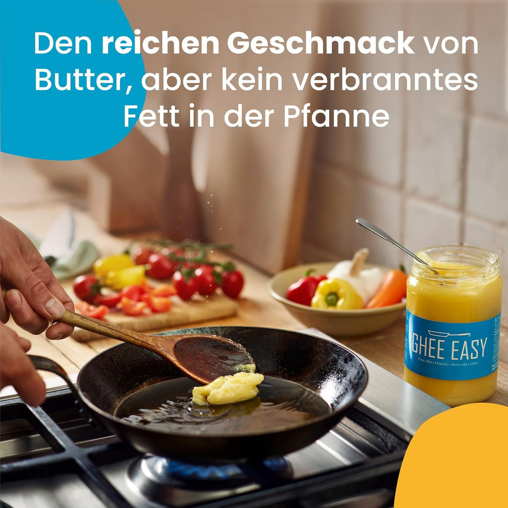 Ghee Easy 850g Ghee Bio von Grasgefütterten Kühen - Ghee Butter sans Zusatzstoffe - Certifié Organisch & Biologisch - Hochreines Ayurveda Ghee sans lactose et gluten - 100% Européen
