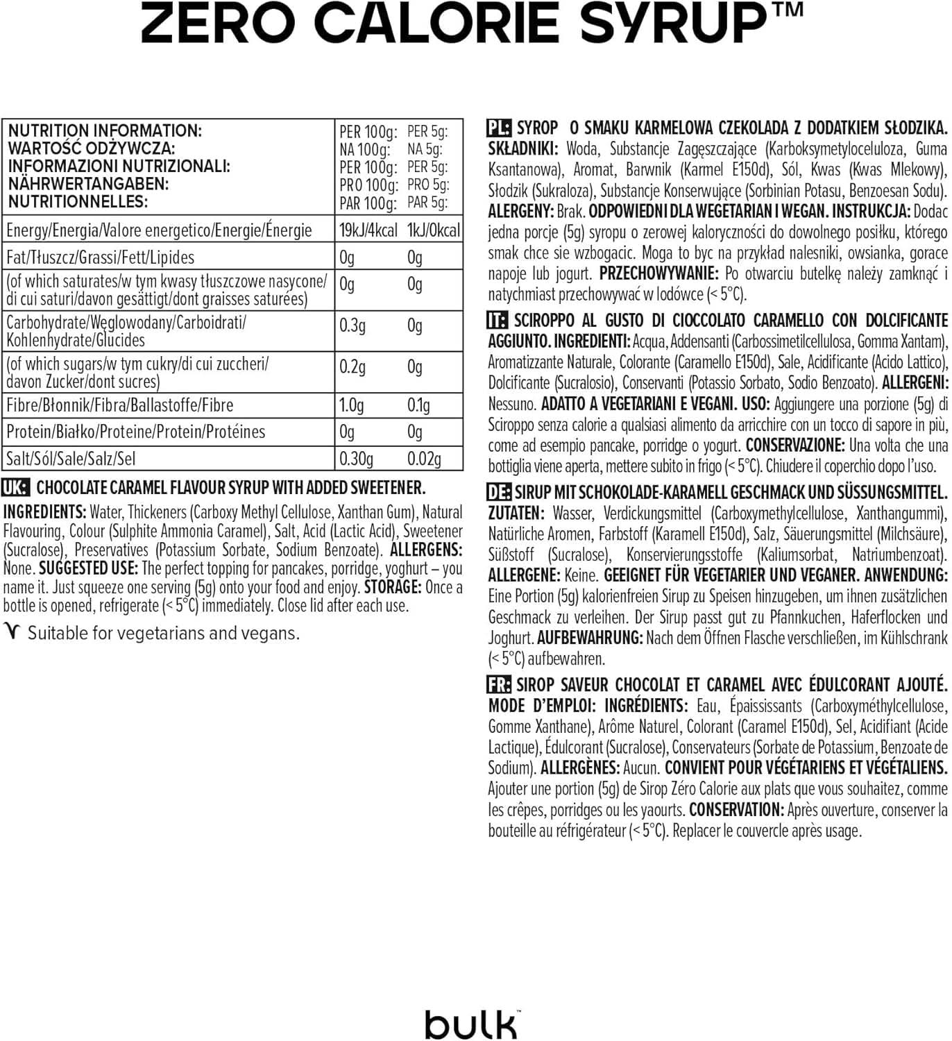 Sirop en vrac sans sucre, chocolat caramel, 400 ml Édulcorants Naty Shop