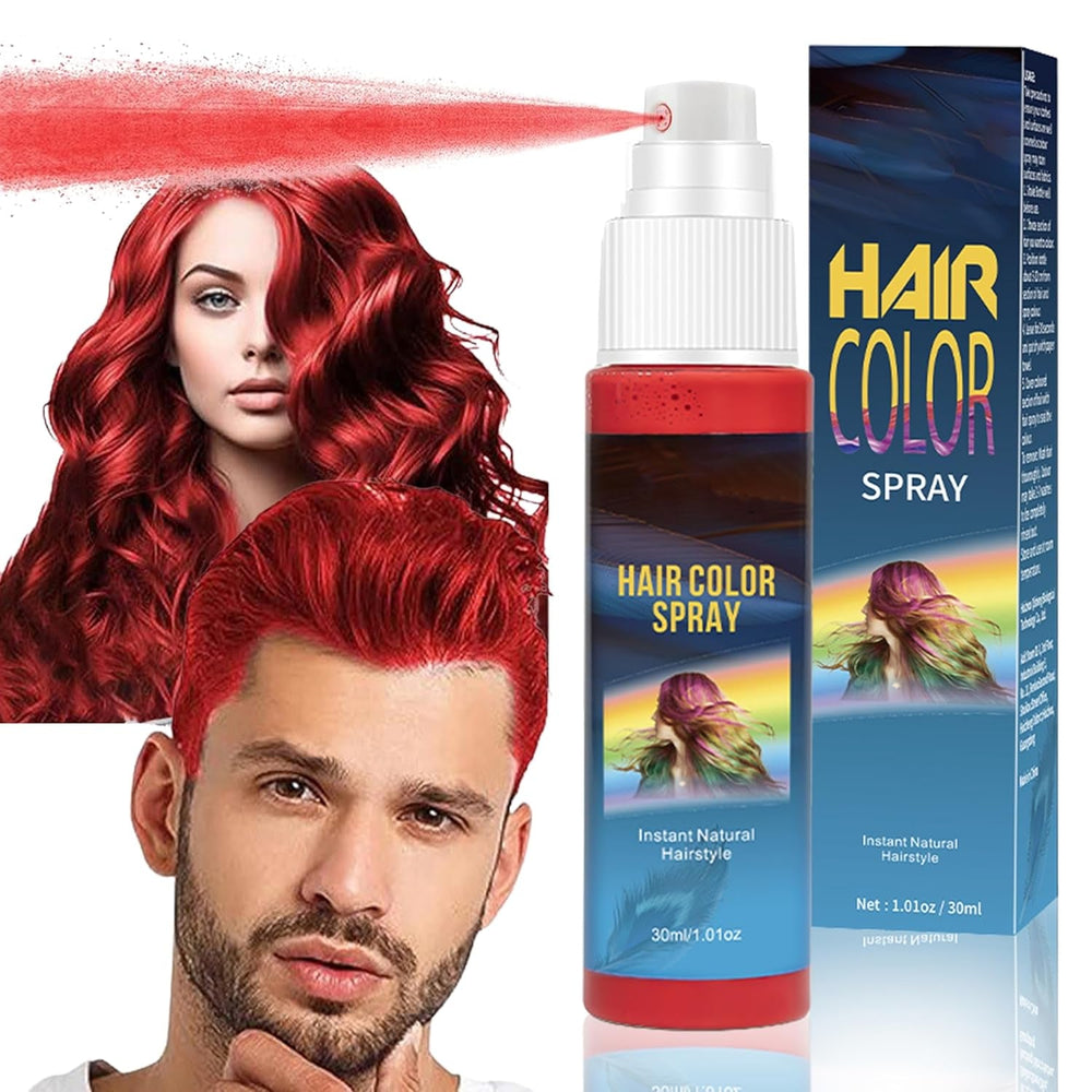 Coloration pour cheveux - Spray de couleur de cheveux vert temporaire de 30 ml, spray de coloration de cheveux temporaire naturel, teinture pour cheveux lavable pour fête cosplay Halloween (vert) Coloration pour cheveux Naty Shop Rouge