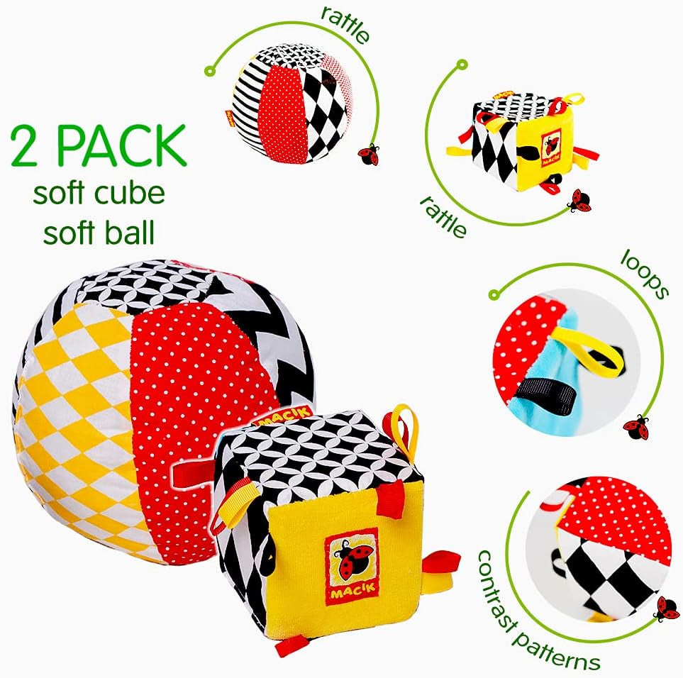 magdum 2 set jeu de cube bébé + balle en tissu - jouet de motricité à partir de 1 an - jouet pour enfant 6 mois - jouet Montessori - jouet éducatif 1 an - cadeau pour enfant - balle pour enfant - cube pour enfant - cadeaux pour enfants Jouets Bebe Naty Shop