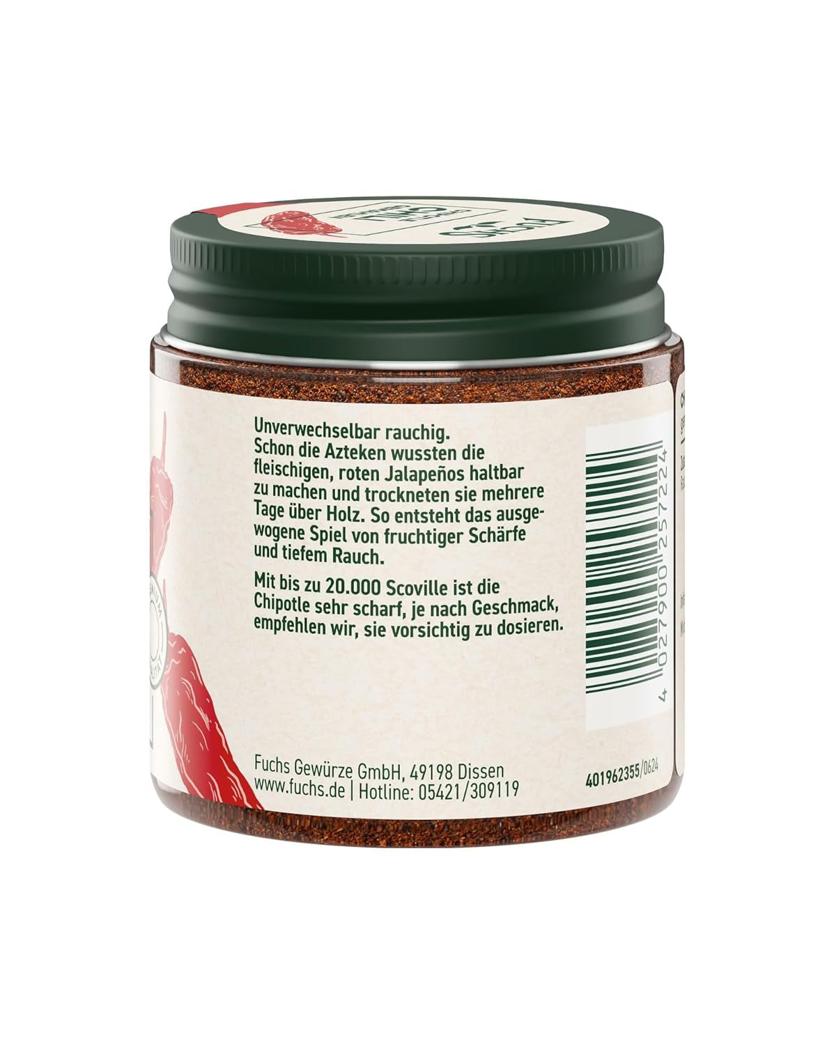 Fuchs Gewürze - Chipotle Chili gemahlen | Rauchiges Chilipulver | Chilipulver in Premium-Qualität | 50 g im wiederverschließbaren Gewürzglas