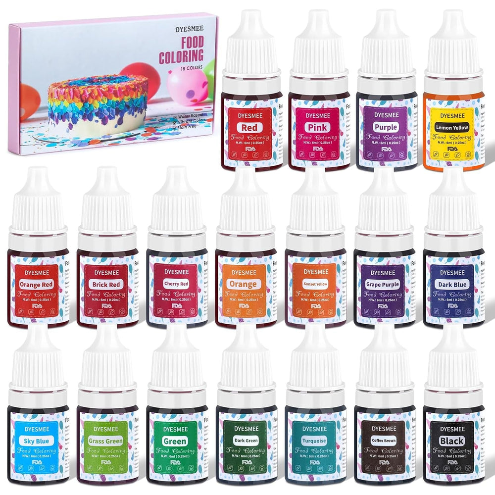 Colorant alimentaire liquide – 12 couleurs colorant alimentaire hautement concentré pour la pâtisserie, les boissons, les macarons, le fondant, la décoration de gâteaux, ensemble de colorants alimentaires pour savons, slime, travaux manuels (6 ml chacun)