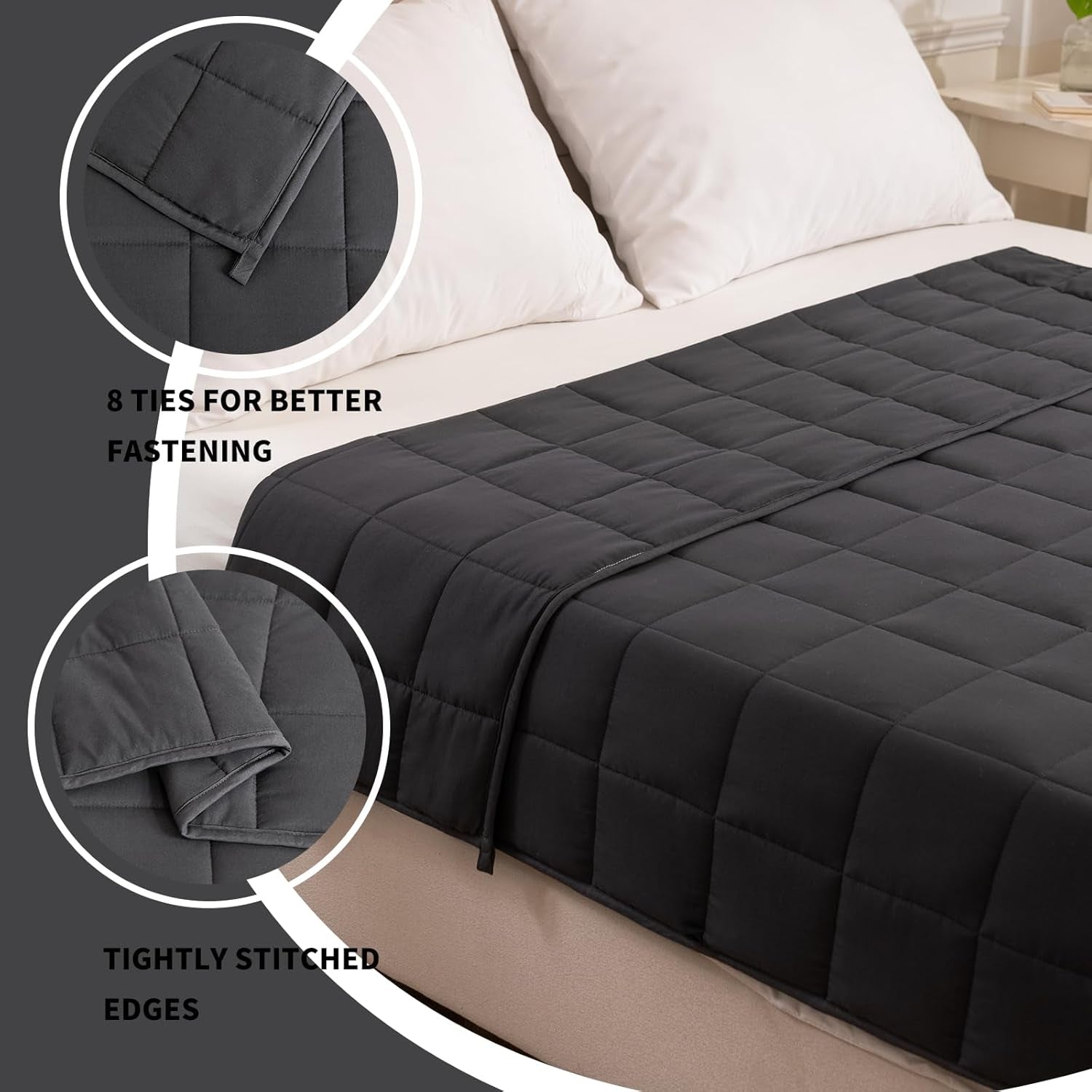 Good Nite Couverture lestée pour adultes Gris Couverture de relaxation pour et pour la détente Couverture lestée Gris 125X150Cm 4Kg Couettes et couettes Naty Shop