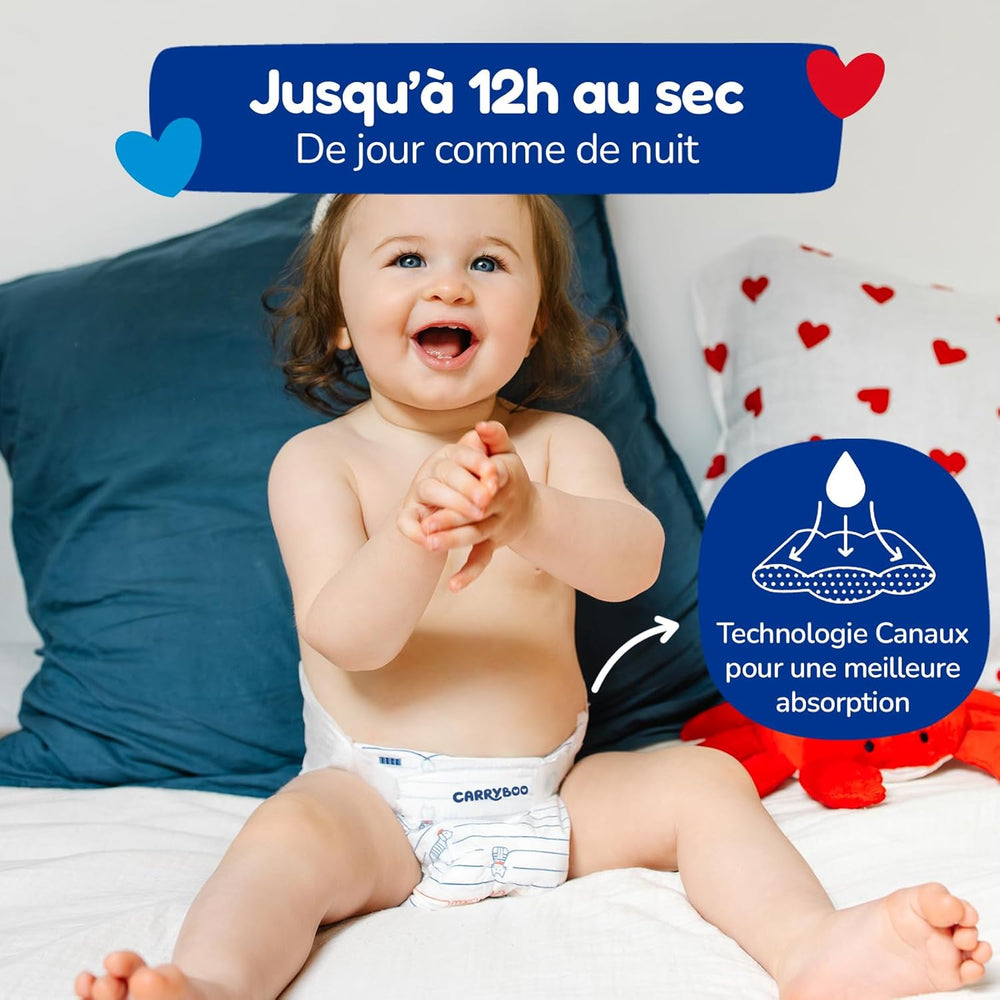 - Couches taille 4+ (9-20 kg) - saines et très absorbantes - étanche 12 heures - sans substances indésirables - fabriquées en France - prix abordable - 126 couches jetables