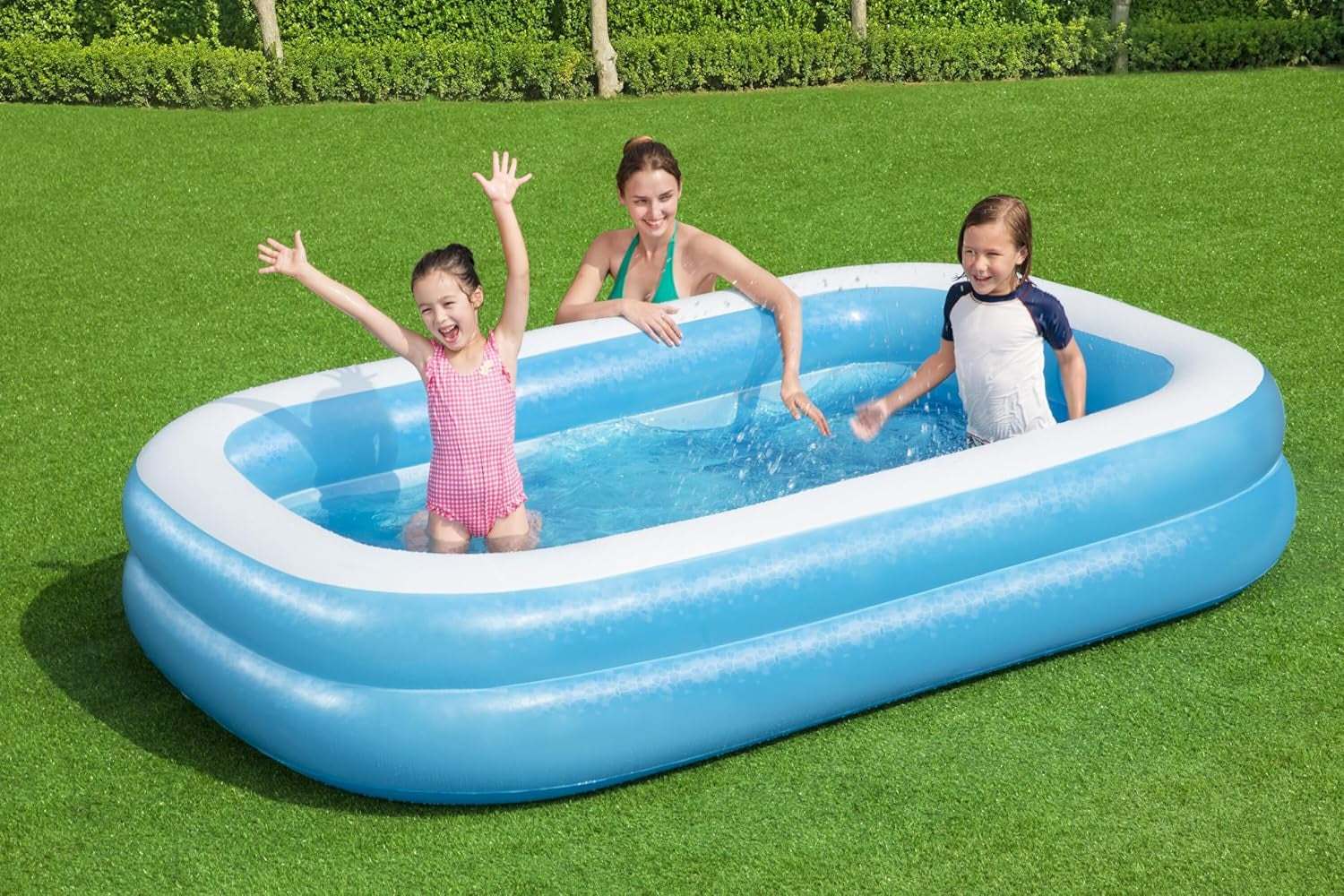 Piscină familială, 262 x 175 x 51 cm și 54005 Piscină familială transparentă gonflabilă, 201 x 150 x 51 cm - Verde