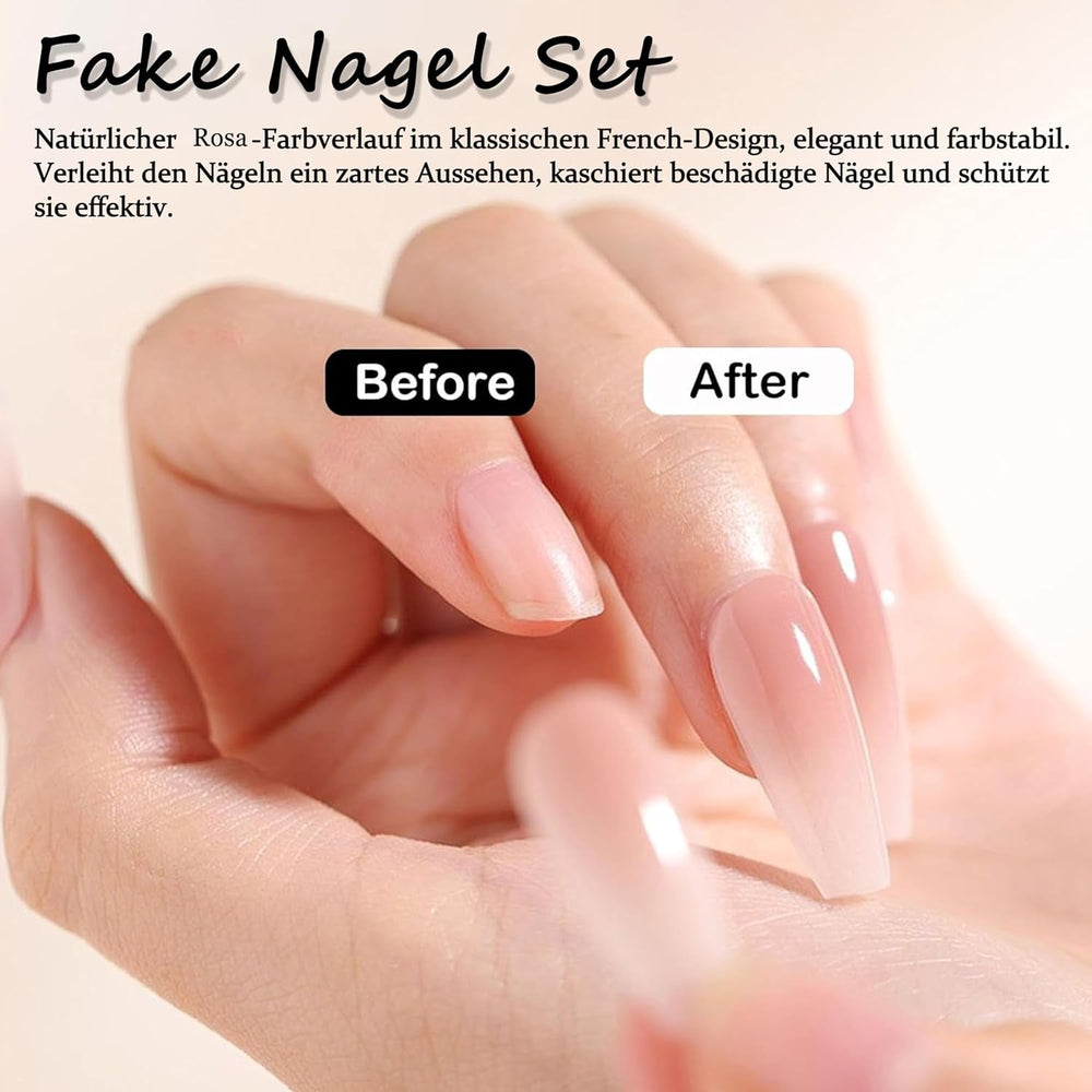 Ensemble de faux ongles Ballerine – 240 pièces de faux ongles rose lilas délicats, colle complète sur faux ongles, ensemble de faux ongles pour manucure et nail art pour femmes et filles (rose lavande)