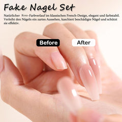 Ensemble de faux ongles Ballerine – 240 pièces de faux ongles rose lilas délicats, colle complète sur faux ongles, ensemble de faux ongles pour manucure et nail art pour femmes et filles (rose lavande)