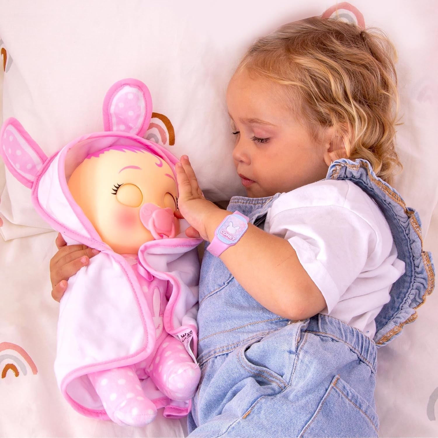 Cry Babies Magic Tears Newborn Coney-Deluxe interaktive Puppe Neugeborenen Puppe mit einem magischen Armband, die echte Tränen weint, Babyzubehör enthält. -Geschenk Spielzeug für Kinder ab 18 Monaten
