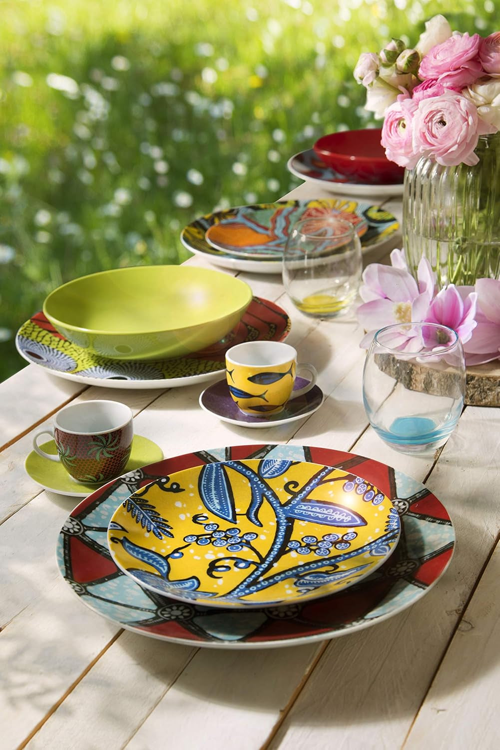 Service de table Excelsa Africa 18 pièces, porcelaine et céramique, multicolore Naty Shop