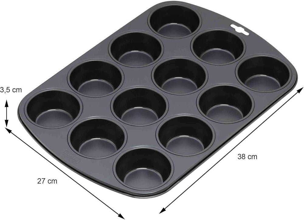 Original Kaiser Inspiration Muffinform-Set 2-Teilig, Muffinblech Mit Xmas Papierbackförmchen Für 12 Muffins, 38 X 27 Cm, Cupcake Form Antihaftbeschichte, Schwarz Moules et plaques à pâtisserie Naty Shop