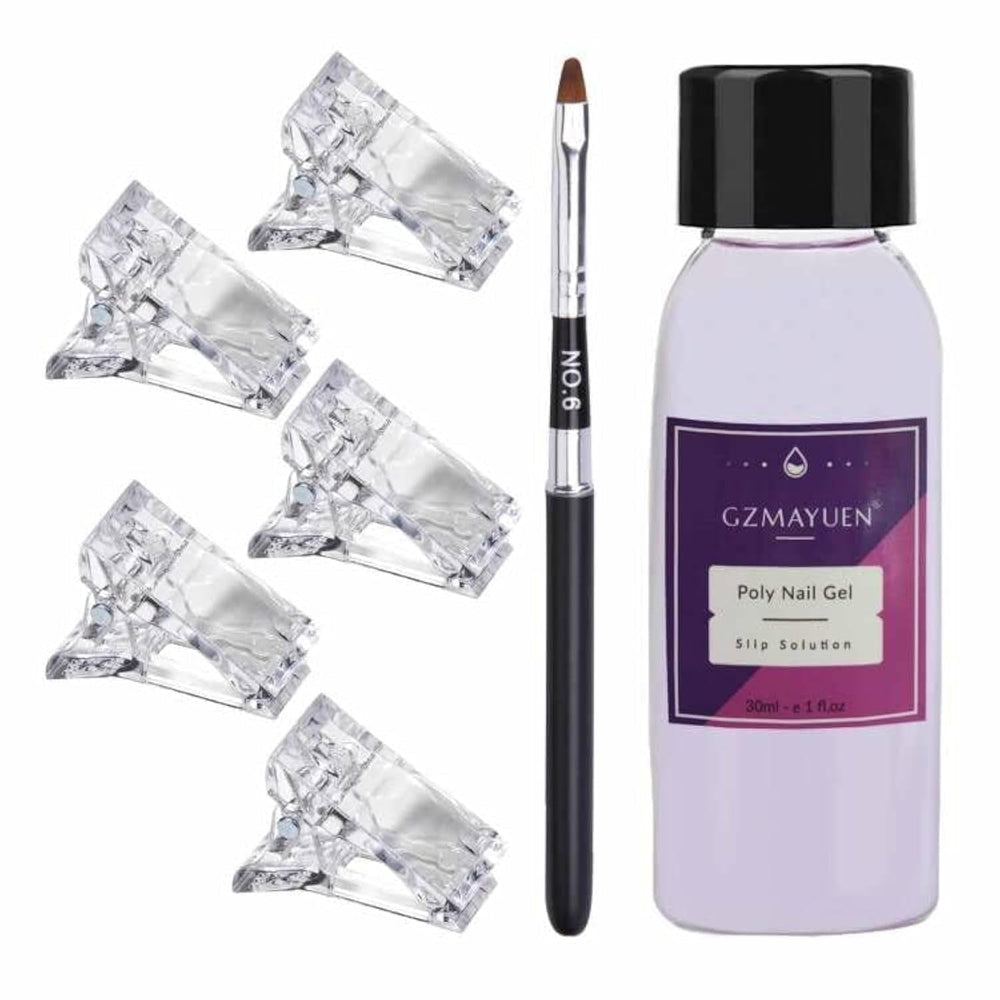 GZMAYUEN Poly Nail Gliding Solution 30 ml * 2 Gel d'extension d'ongle liquide Poly Extension Gel - Solution de glisse facile à faire soi-même avec brosse