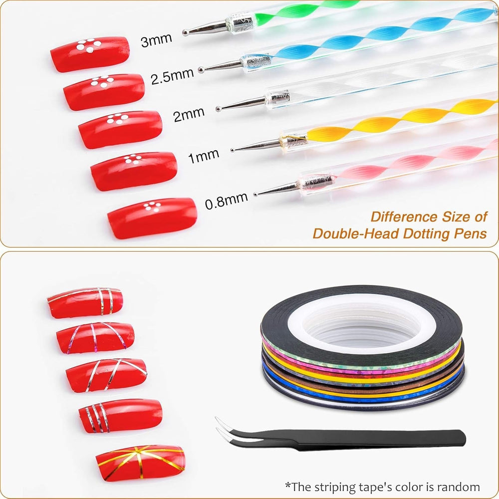 MELLIEX 45 pièces ensemble de décoration d'ongles, pinces à ongles, strass, paillettes, feuille d'or, conception de stylos à points, bande de ruban pour l'art des ongles, ensemble de manucure