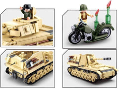 Sluban Klemmbausteine SL95565, WWII - Deutscher Panzer [M38-B0693], Spielset, Klemmbausteine, Soldaten, mit Spielfigur, Army WWII, Multi Color