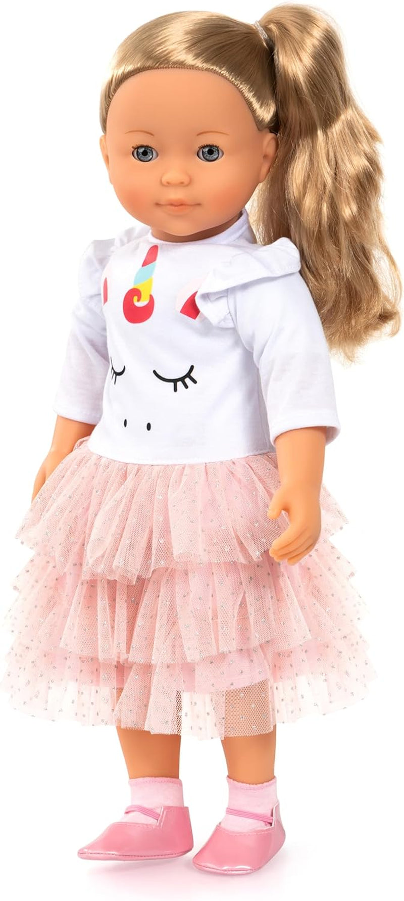 Bayer Design 94637AN Charlene Puppe interaktiv mit Haaren, sprechend, Funktionspupe, weicher Körper, Schlafaugen, Zubehör, 46 cm, Rosa