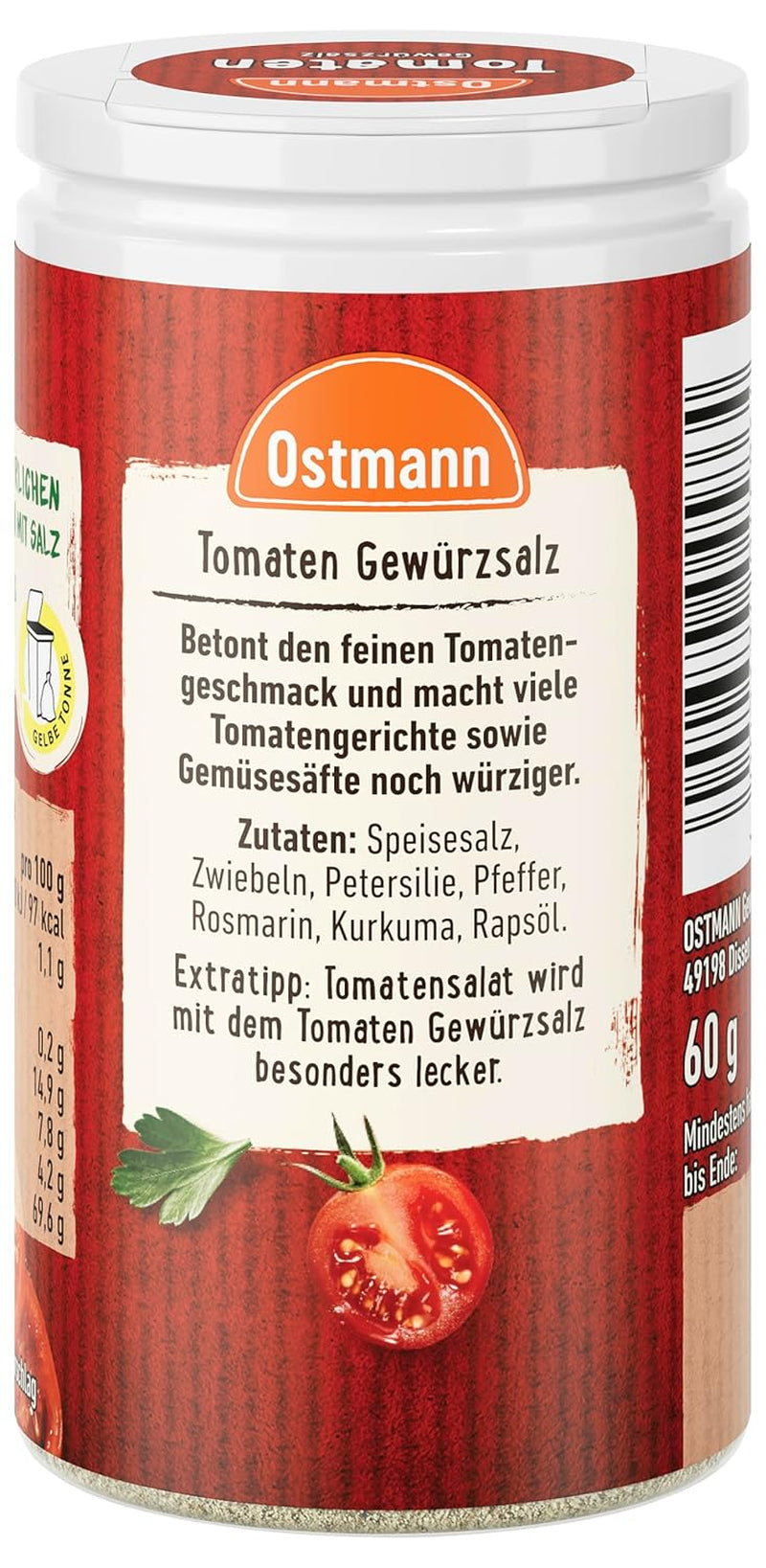 Ostmann Gewürze - Gewürzsalz aux tomates | Parfait pour assaisonner la salade de tomates et la bruschetta 60 g dans Der Streudose