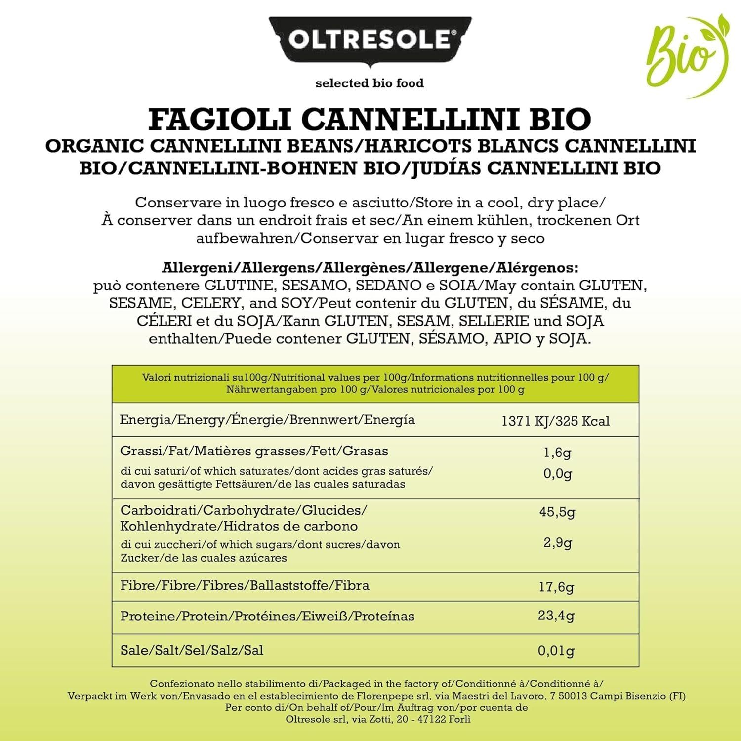 Fasole cannellini organică, 5 kg, leguminoase uscate organice din culturi controlate, bogate în fibre, vitamine și minerale, ideale pentru supe și salate, pachet economic