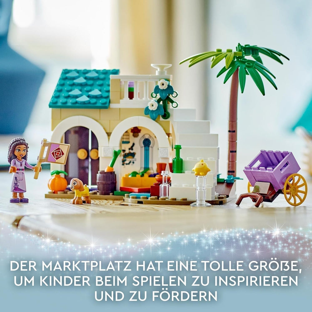 LEGO 43223 Disney Wish Asha à Rosas City, ensemble du film Wish avec marché, mini poupée Asha, Valentino en chèvre jouet et figurines étoiles, cadeau pour enfants de 6 ans, ensembles de construction pour filles et garçons Besuche den LEGO-Store