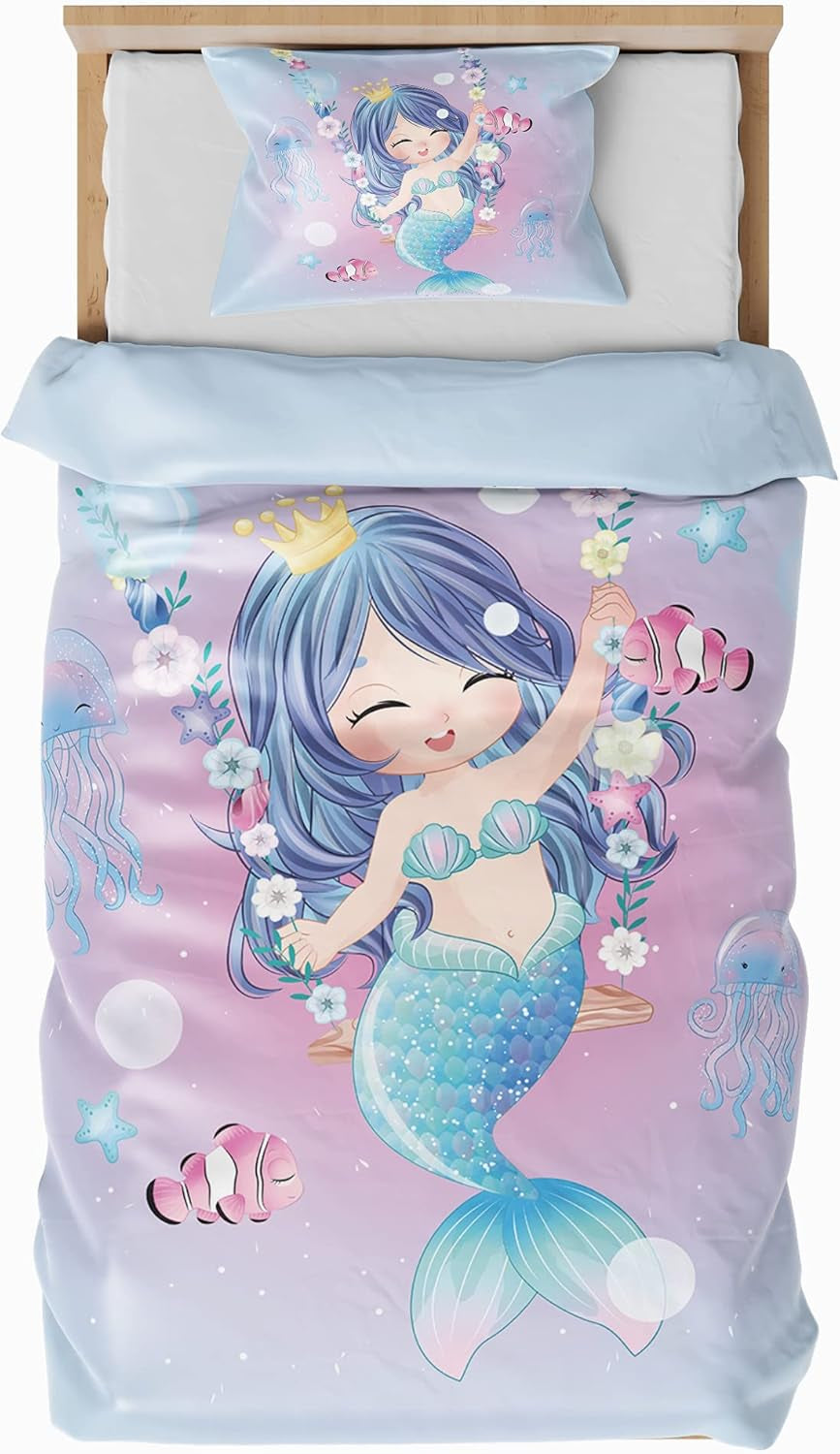 Linge de lit enfant, différentes tailles et divers personnages animés Linge de lit - enfant Naty Shop Sirène (modèle 1) 135X200Cm+80X80Cm