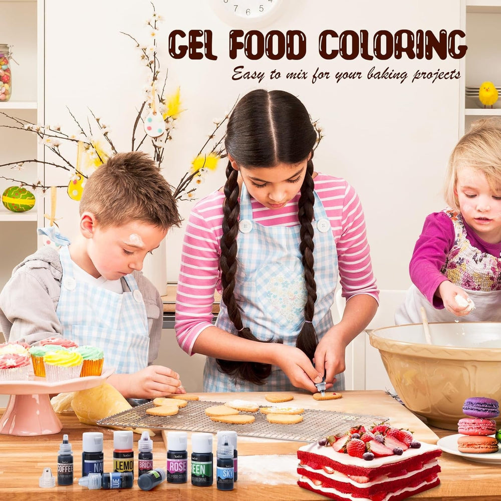 Colorant alimentaire en gel - 22 couleurs x 6G Colorant alimentaire en gel hautement concentré pour gâteaux, pâtisserie, œufs de Pâques, boissons - Colorant alimentaire sans sucre pour fondant, glaçage, slime, décoration de gâteaux