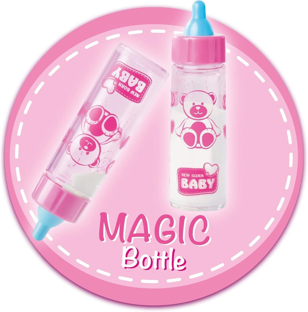 Simba 105562487 - New Born Baby First Nursing Set, tétine, couche et biberon avec contenu disparaissant, pour poupées 38-43 cm Naty Shop Dolls