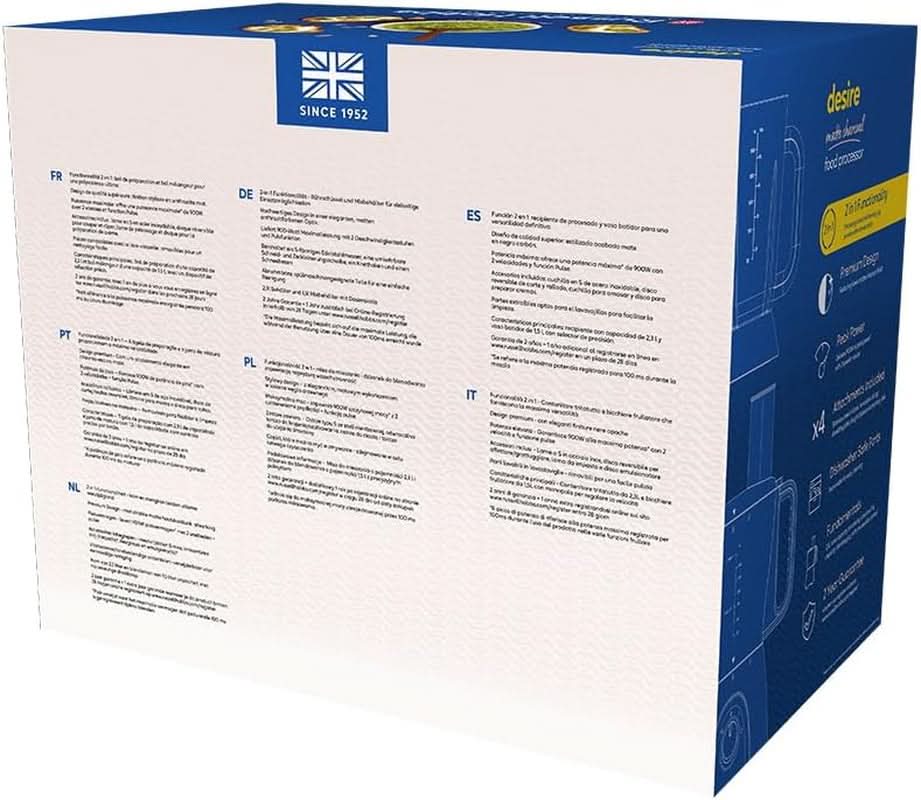 Robot culinaire Russell Hobbs [mélangeur/hachoir à légumes/mélangeur de table/hachoir/mélangeur] robot culinaire (pétrissage, mélange et tranchage), charbon de bois mat Naty Shop