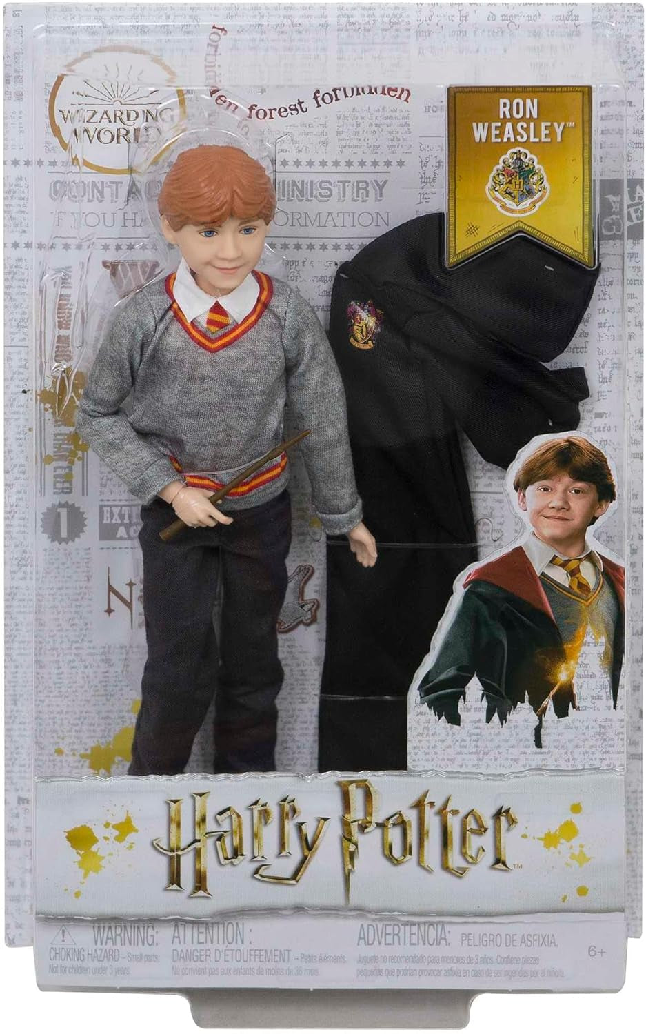 Mattel Harry Potter - Poupée de collection Ron Weasley (env. 26 cm) avec uniforme de Poudlard, robe et baguette de Gryffondor, 6 ans Jouet FYM52 Figurines Naty Shop