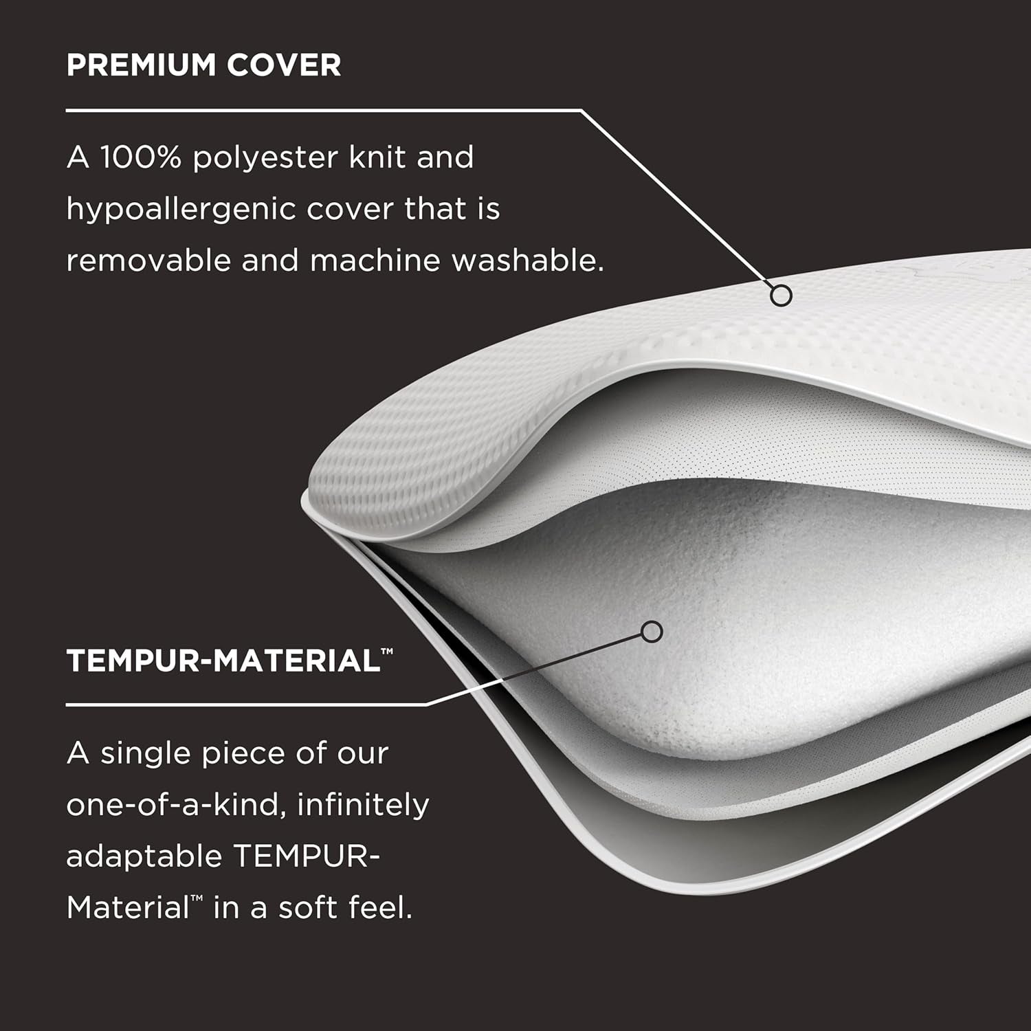 Oreiller Symphony TEMPUR-PEDIC Fabriqué en mousse à mémoire de forme, Luxueux, Doux, Standard, Blanc Oreillers standard Naty Shop