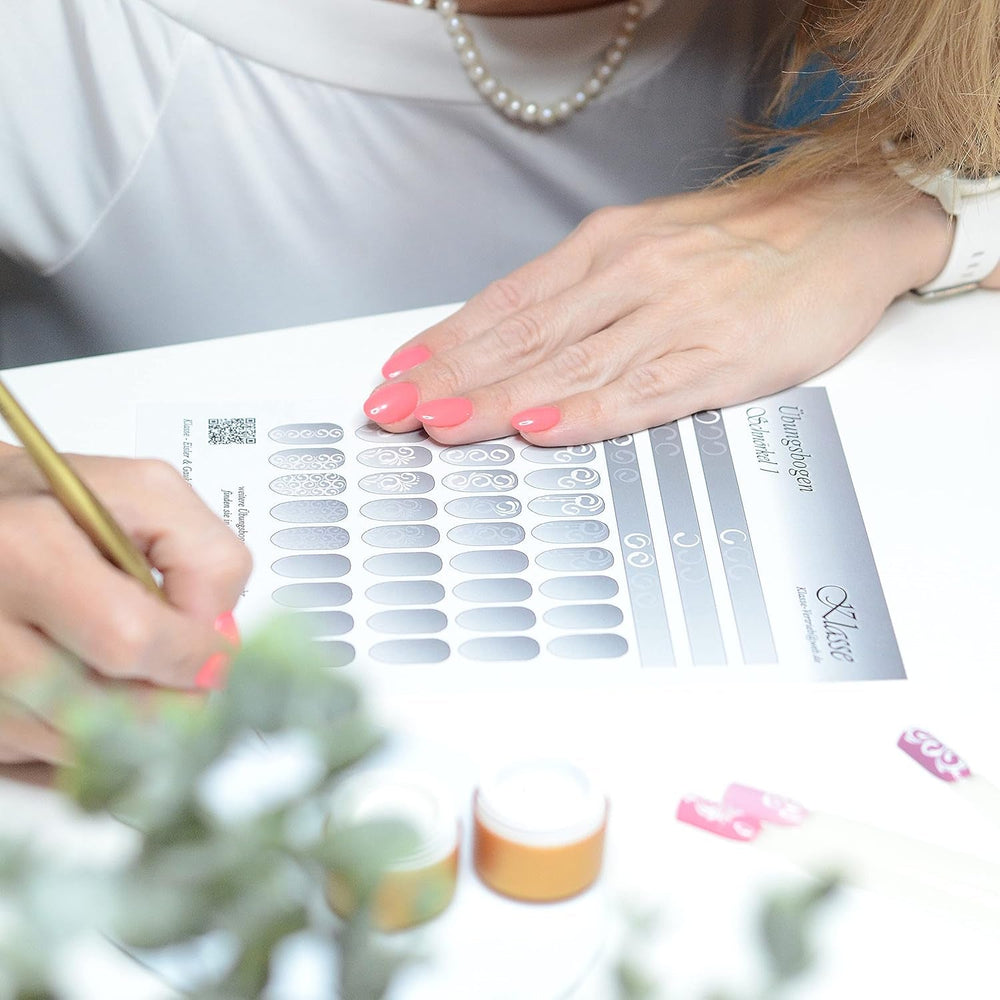 Übungsbögen Nageldesign Nailart (Grundlagen) 3Er Set Übungsbogen Starterset Übung Schulung Tipps Nagelset Nagelart Zubehor Zubehör Nail Art Zum Lernen Ohne Sticker Stickers Folie Brush Stamper ÜB001