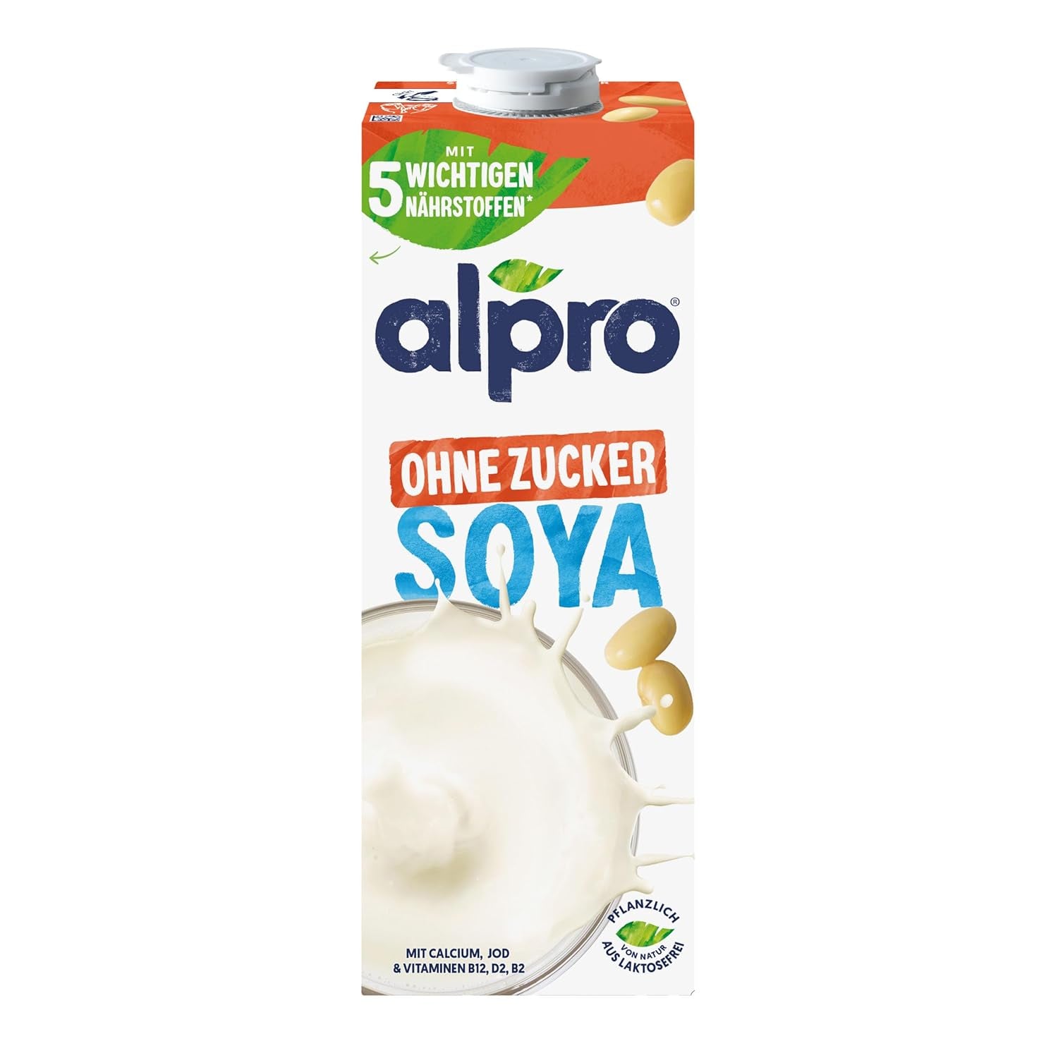 Alpro Sojadrink – Vegan et sans lait – Sans lait et sans lait – Riche en protéines riches en protéines, en calcium et en vitamines – 8 x 1 L – Haltbar