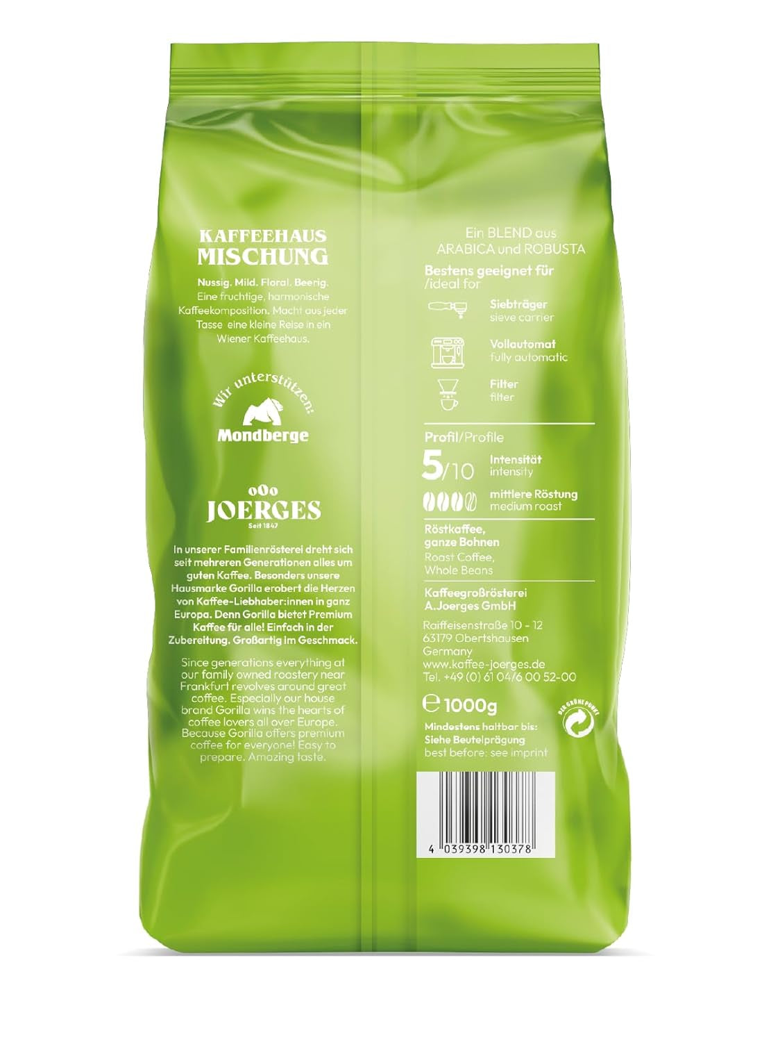 Mélange de café Joerges, 1 kg (L'emballage peut varier) Café Naty Shop