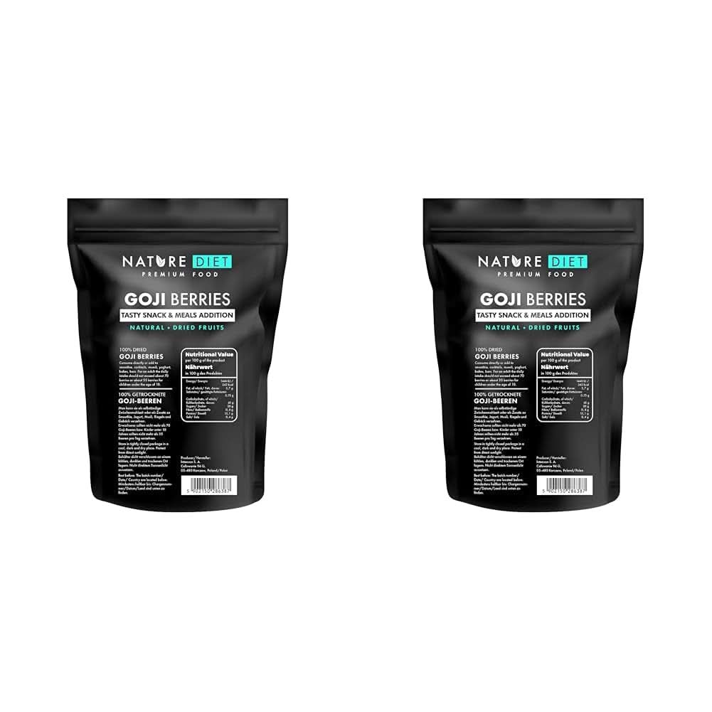 Nature Diet - Baies de Goji 1000 G | Fruits des bois secs Produits déshydratés Naty Shop 2 x 1 Kg