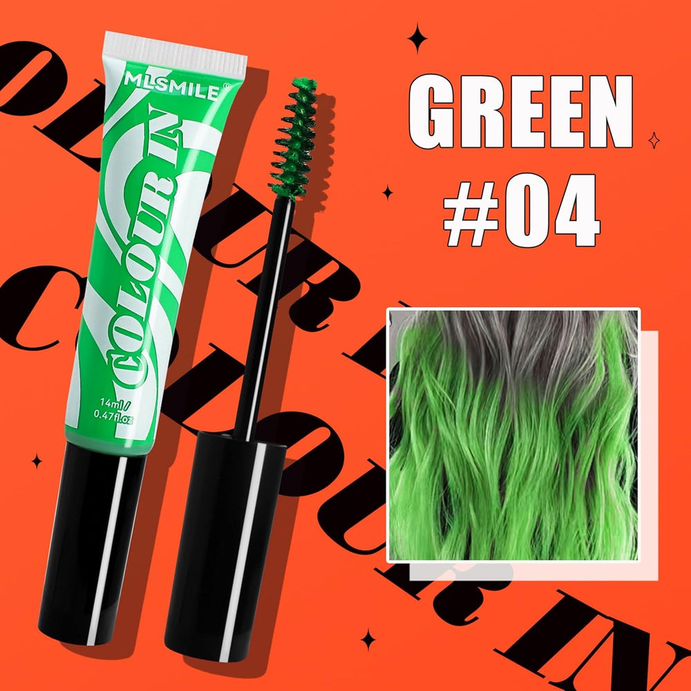 Teinture capillaire temporaire verte - 14 ml de teinture capillaire à la craie pour cheveux, bâton de teinture capillaire verte lavable, craie capillaire de couleur instantanée, teinture capillaire à la craie de carnaval pour Noël, Halloween, carnaval, teinture capillaire cosplay Naty Shop