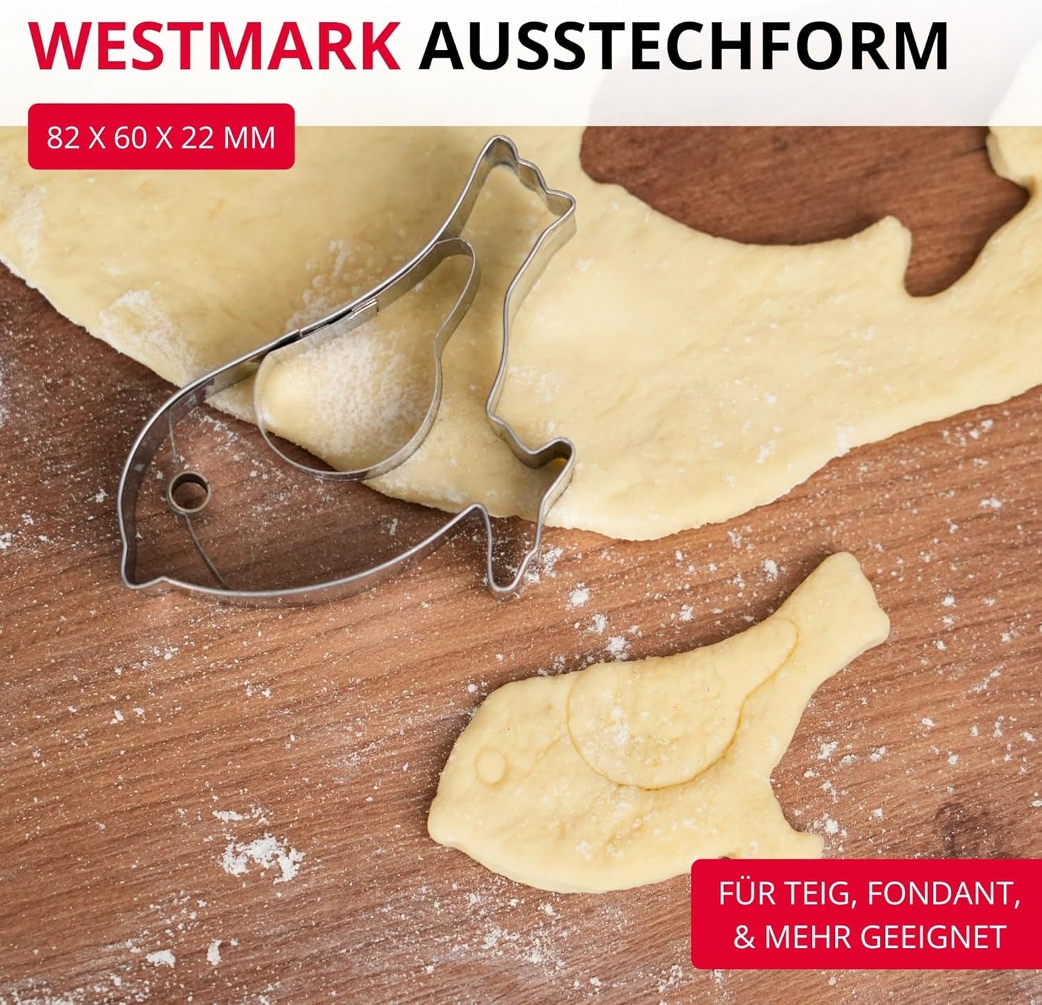 Westmark Sparrow Emporte-pièce – Emporte-pièce en acier inoxydable – Forme précise pour biscuits, pâte et plus encore – Emporte-pièces de Pâques et de Noël, 8 cm