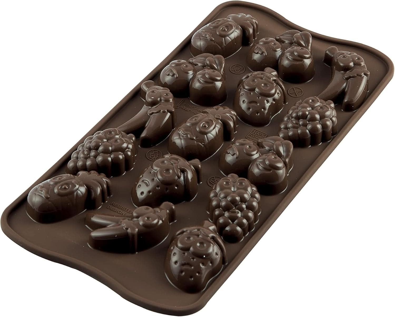 Moule Silicone Praliné Silikomart Fruits 3,2 x 3,2 x H 1,5 cm, 10 ml, 15 empreintes (SCG32) Cuisine Naty Shop