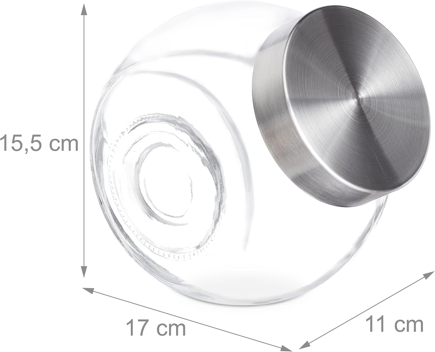 Relaxdays Lot de 4 Pots à Bonbons 1,5 L Pots de Conservation pour Aliments sucrés Candy Bar Couvercle en Acier Inoxydable Transparent Argent Boîtes de Conservation des Aliments Naty Shop