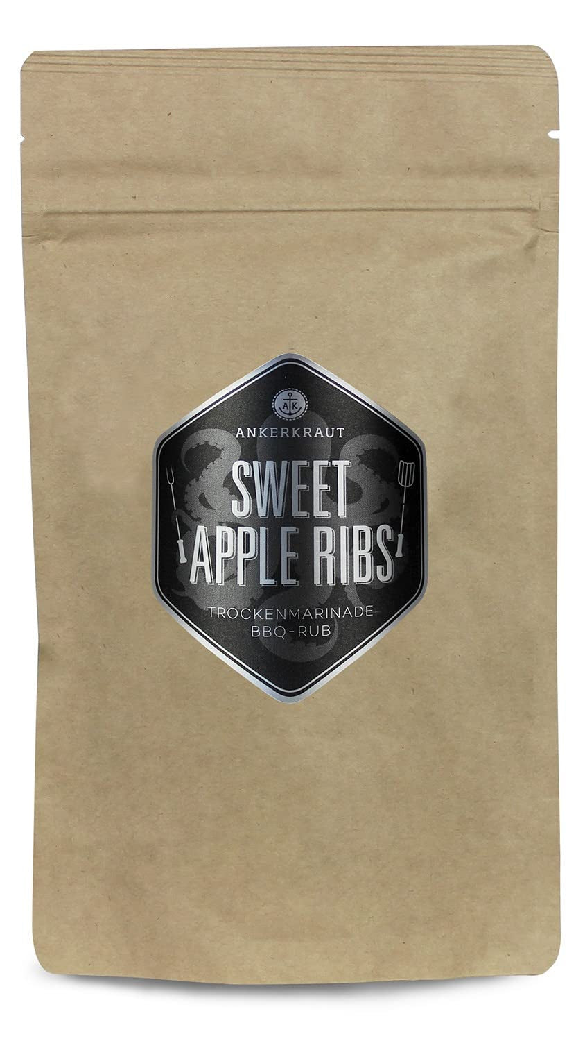 Ankerkraut Sweet Apple Ribs, fruchtige BBQ-Rub Gewürzmischung zum Grillen von Spare-Ribs and Schwein, 240g dans le plat