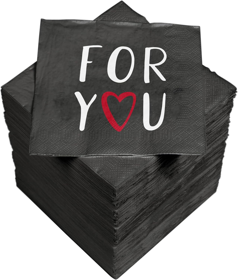 Serviettes de cocktail HEKU 'Schön Dass Du Da Bist', 3 couches, 25X25Cm, 150 pièces I Design élégant I Idéal pour les célébrations I Pratiquement emballé