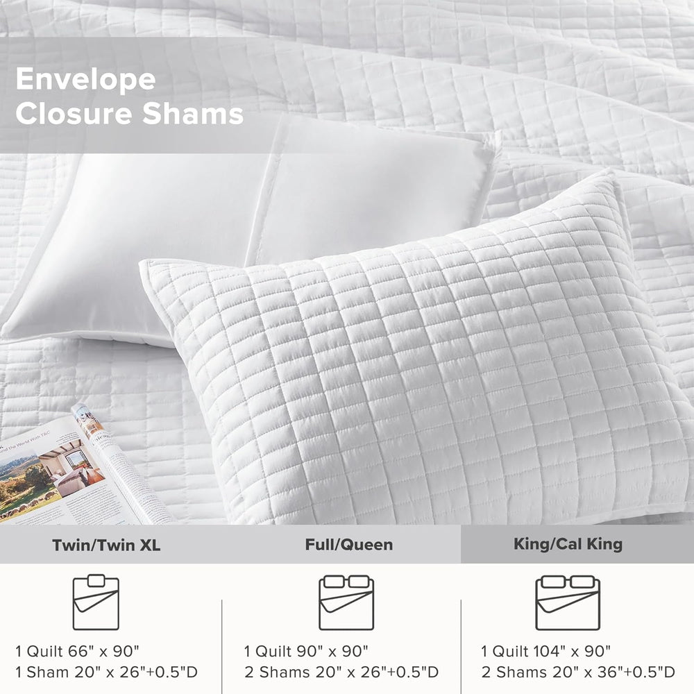 Comfort Spaces Kienna Parure de lit de luxe à double point - Couverture d'été légère et douce toute l'année - Taie d'oreiller assortie - Couverture blanche King Size (264,2 x 228,6 cm) Naty Shop Couettes et couettes