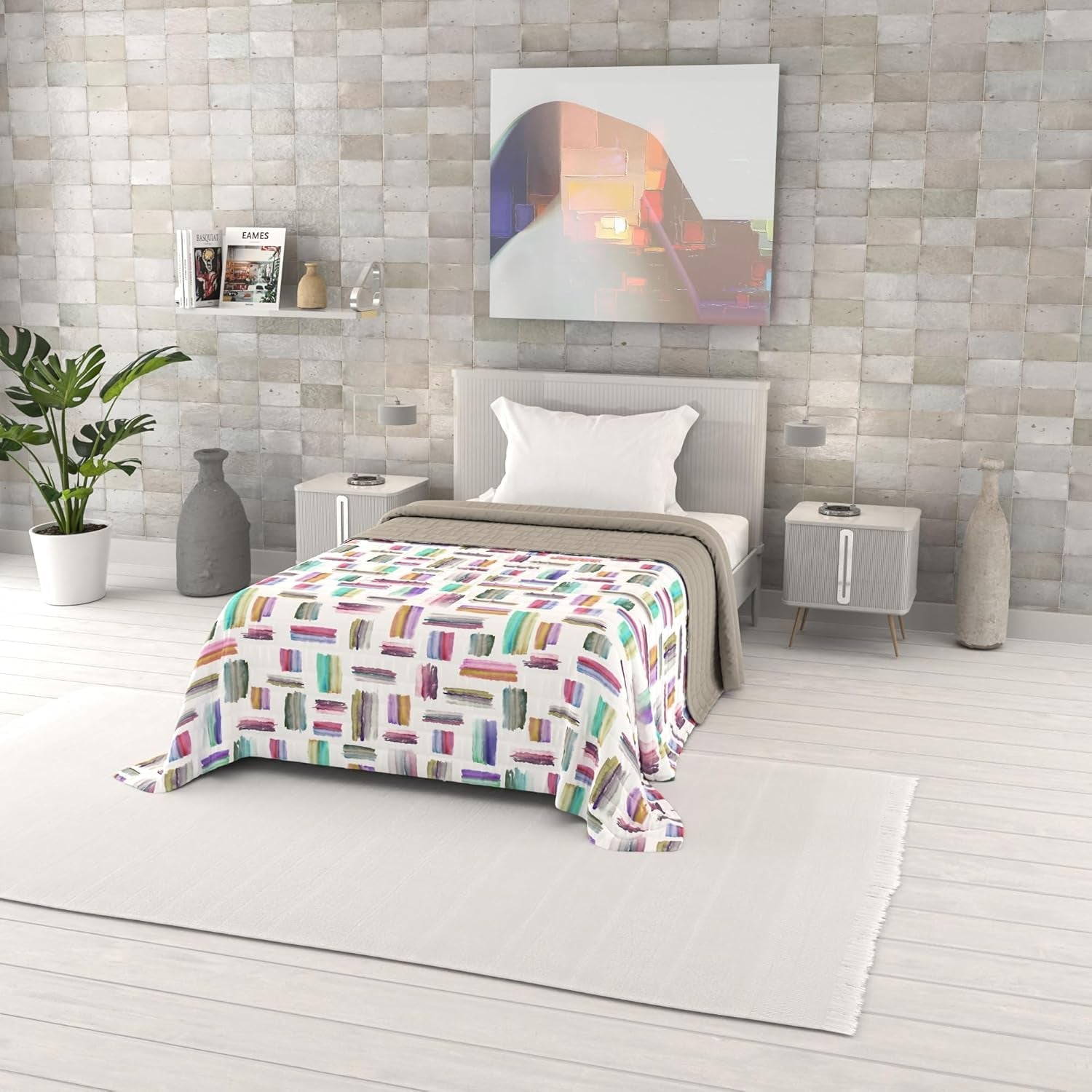 Couette d'été imprimée fantaisie, garnissage polyester, Pétales, 260X270Cm Couettes et quilts Naty Shop Multicolore 220X270Cm