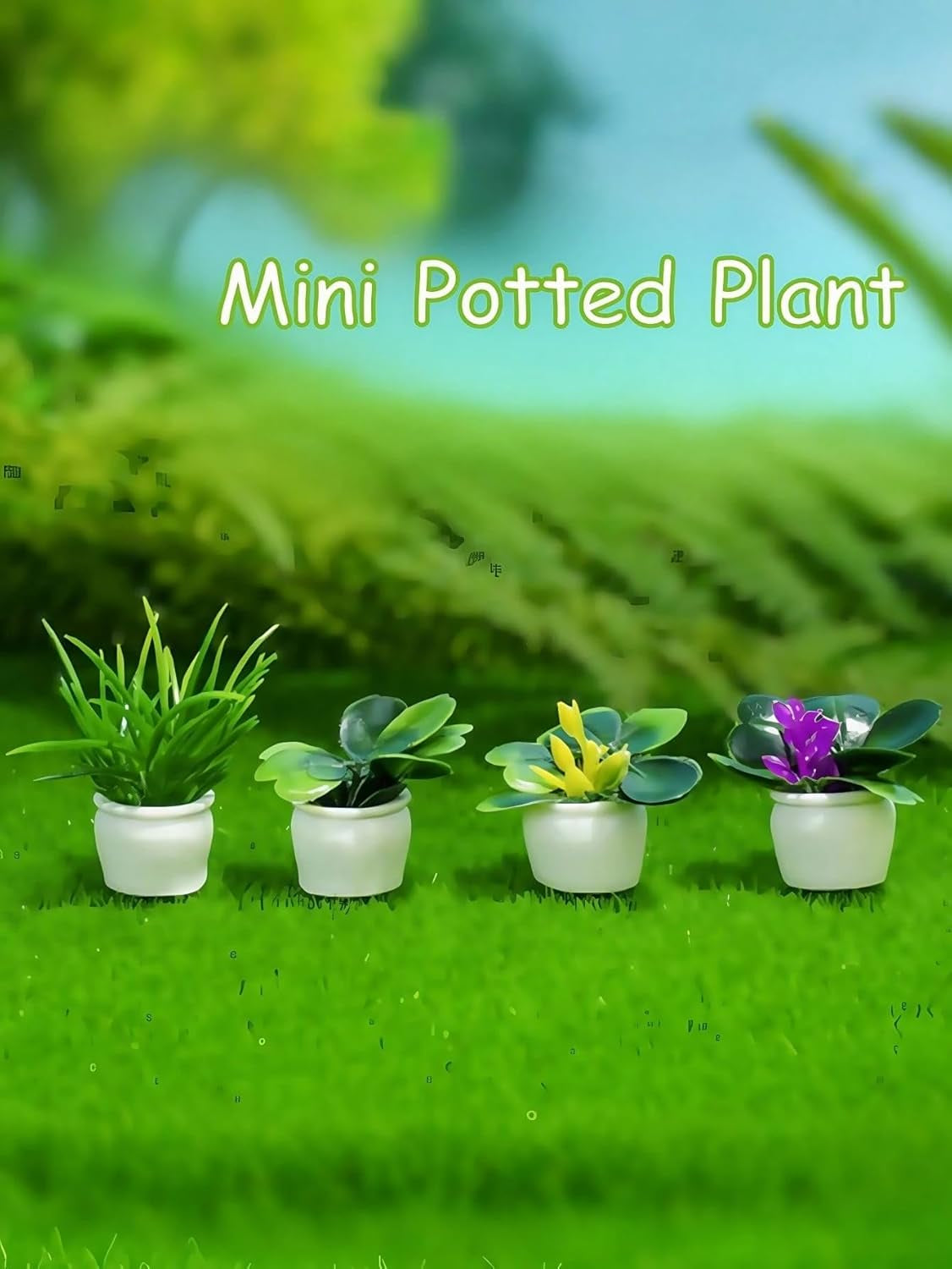 Künstliche Mini-Topfpflanzen, Statue, Kleine Bonsai, Kleine Topfpflanzen, Künstliche Blumentopf, Künstliche Pflanze Für Miniaturgarten, Outdoor-Dekoration, Valentinstag, Hochzeit, Geburtstag, 4 Stück