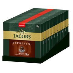 Jacobs Café expresso Intenso, Intensité 10/12, 10 x 20 cafés, Café café compatible Nespresso*, 200 cafés
