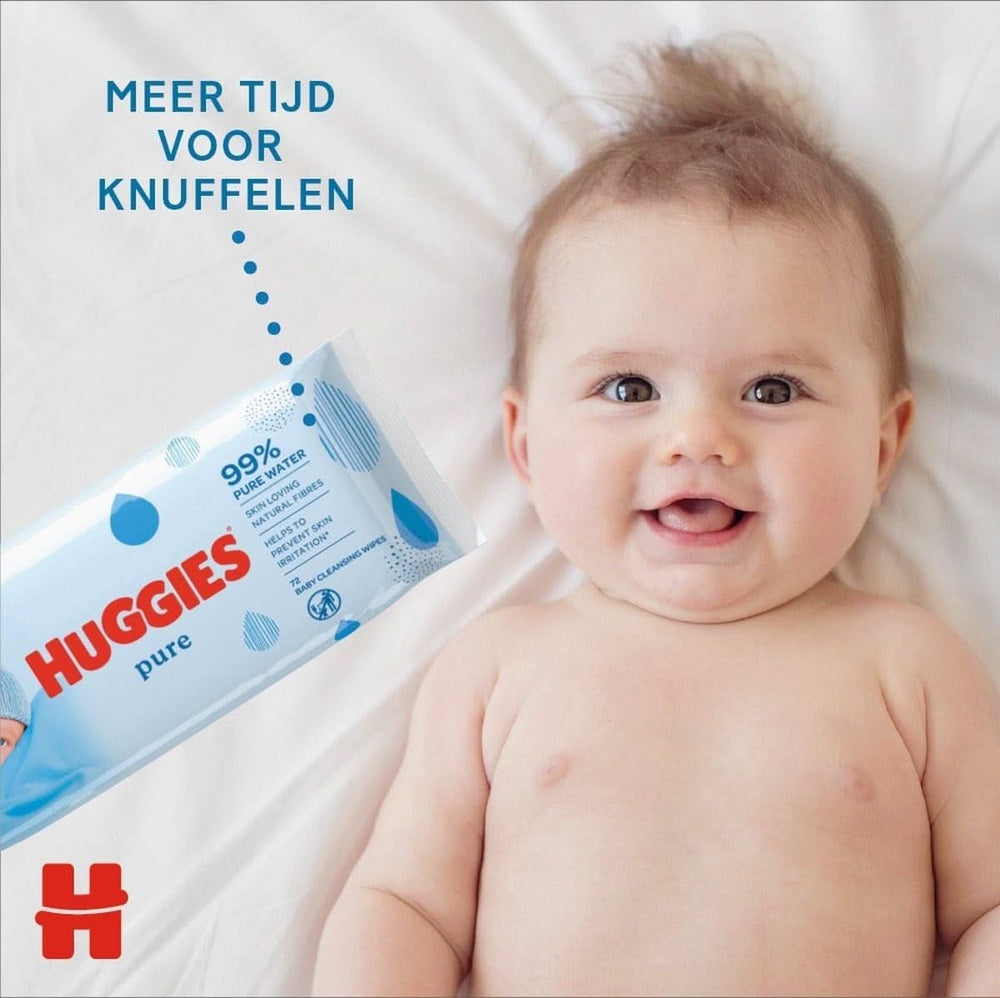 Huggies Pure Baby Wipes 18 Pack (1008 lingettes au total) — 99 % d'eau pure — Sans parfum pour un nettoyage et une protection en douceur Lingettes humides pour bébé Naty Shop