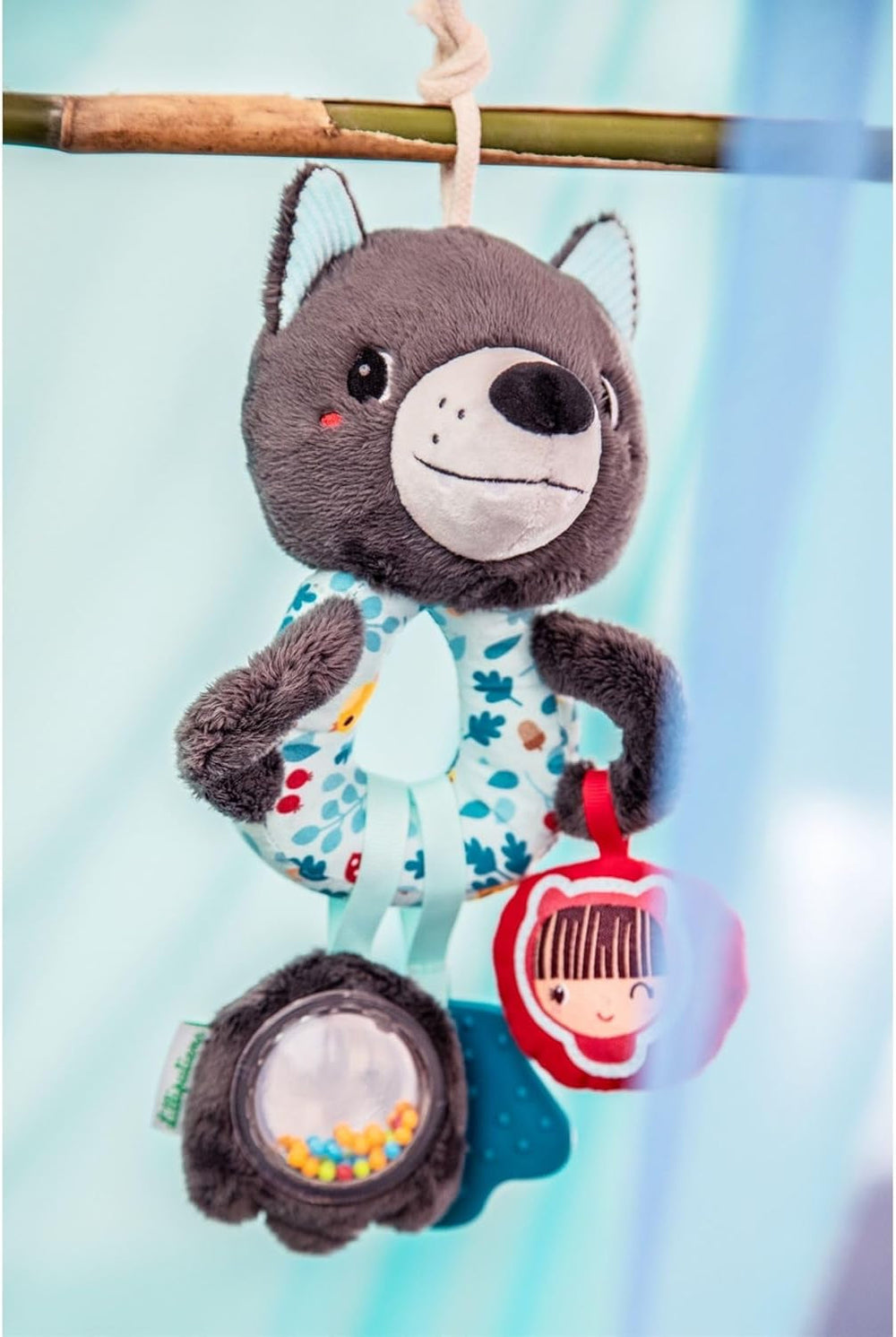 Lilliputiens - Anneaux multiactivités Louis le Loup - Hochet pour bébé avec sons, textures et couleurs - Facile à attraper - Stimule les sens et favorise la motricité - Dès 3 mois - 83505 Jucarii Bebe Naty Shop