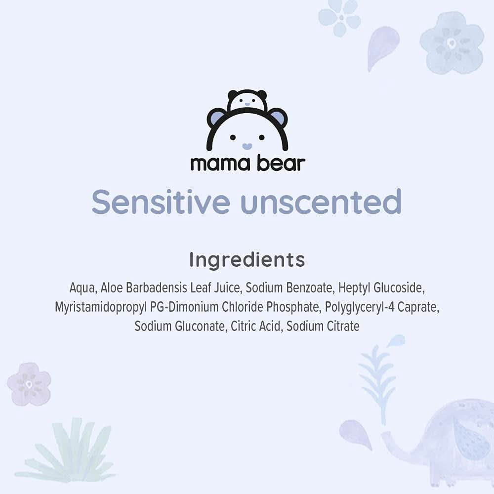 Șervețele sensibile pentru bebeluși Mama Bear, fără parfum, 1008 număr (18 pachete de 56) Naty Shop
