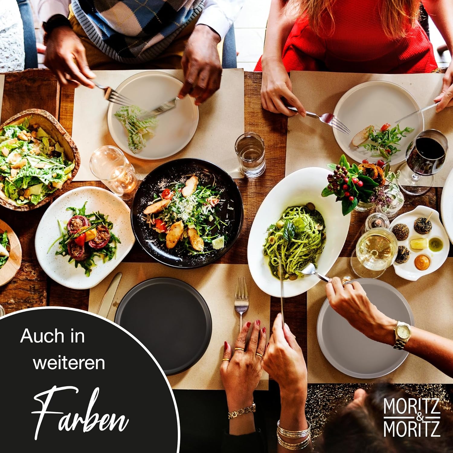 Moritz & Moritz Service de table NORDIC pour 6 personnes – Service de table 18 pièces en grès noir – Design scandinave – Service de table robuste pour 6 personnes pour un usage quotidien et les invités – Service de table combiné