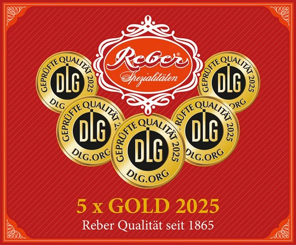Boules Reber Mozart, coffret de présentation 4x45, boules de chocolat noir fourrées à la pistache, pâte d'amande, nougat aux amandes et noisettes, 3,6 kg (180 pièces)