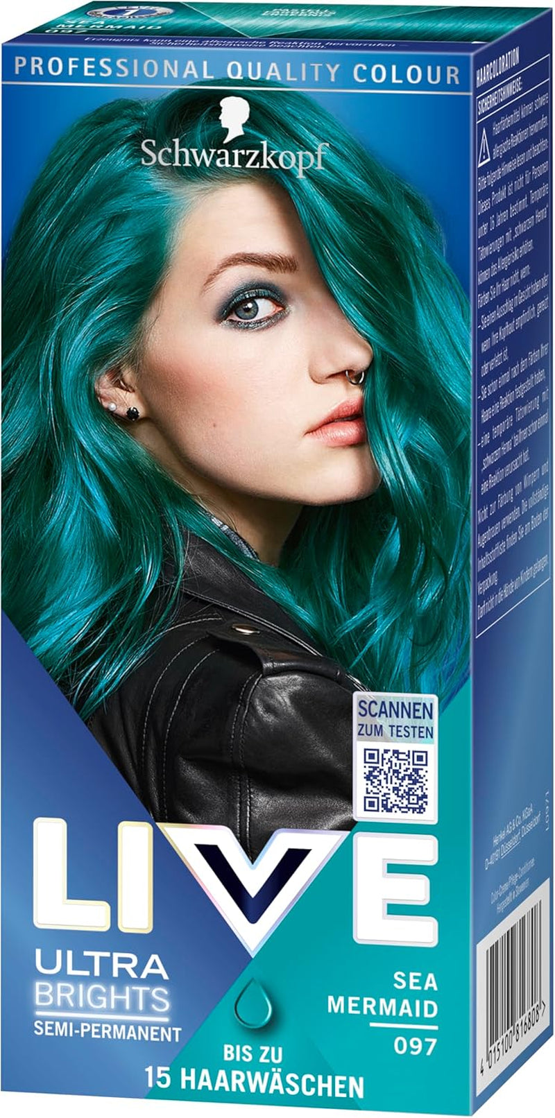 Schwarzkopf LIVE Ultra Brights Coloration Semi-Permanente 097 Sirène (3 x 80 ml), coloration pour résultats intenses ou couleurs pastel, résiste à 12-15 lavages, avec soin après-shampoing Coloration capillaire Naty Shop