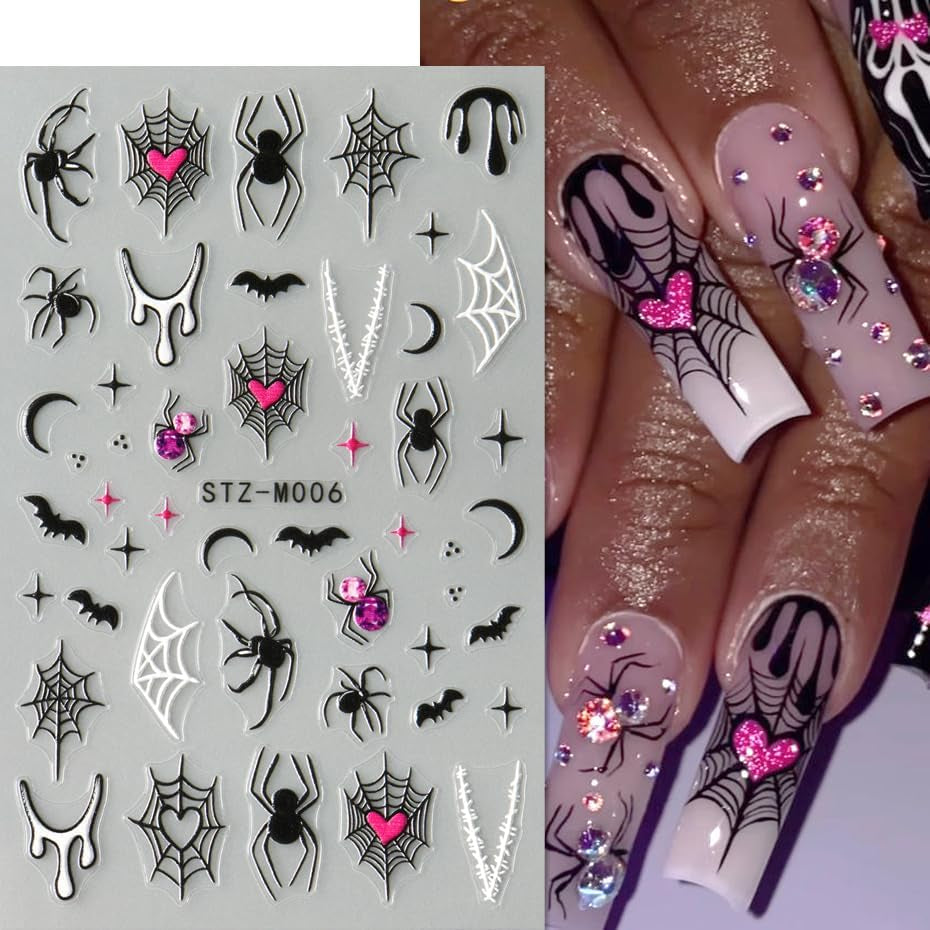 JMEOWIO Nagelsticker Halloween 6 Blatt Nail Art Sticker Selbstklebend Nagelaufkleber Dekoration Nageldesign Zubehör